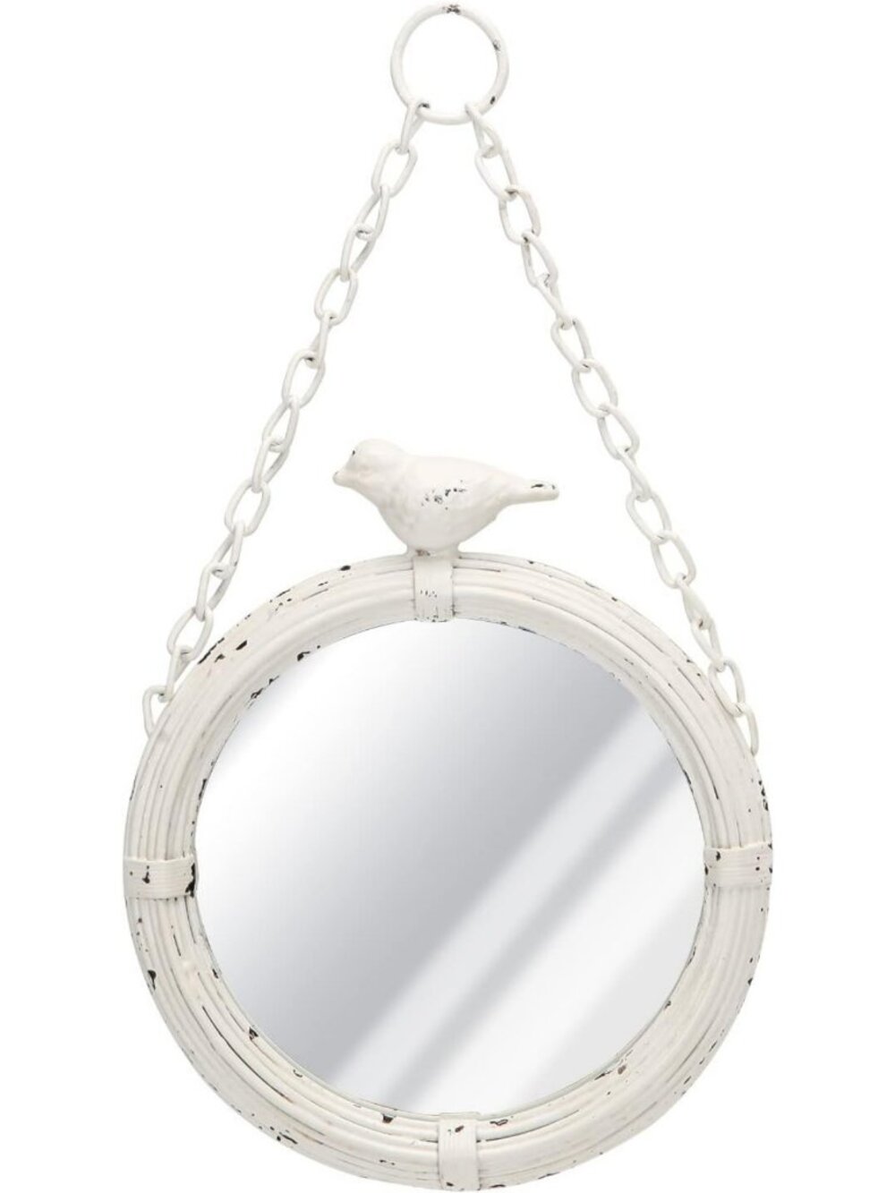 Vintage Rustic Round Hanging Mirror - 6.7 Inch Metal Framed Wall Decor for Home